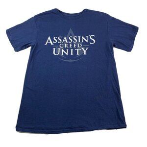 Assassin Creed Unity Shirt Mens T-shirt SZ M Blue Short Sleeve Graphic Crew Neck
